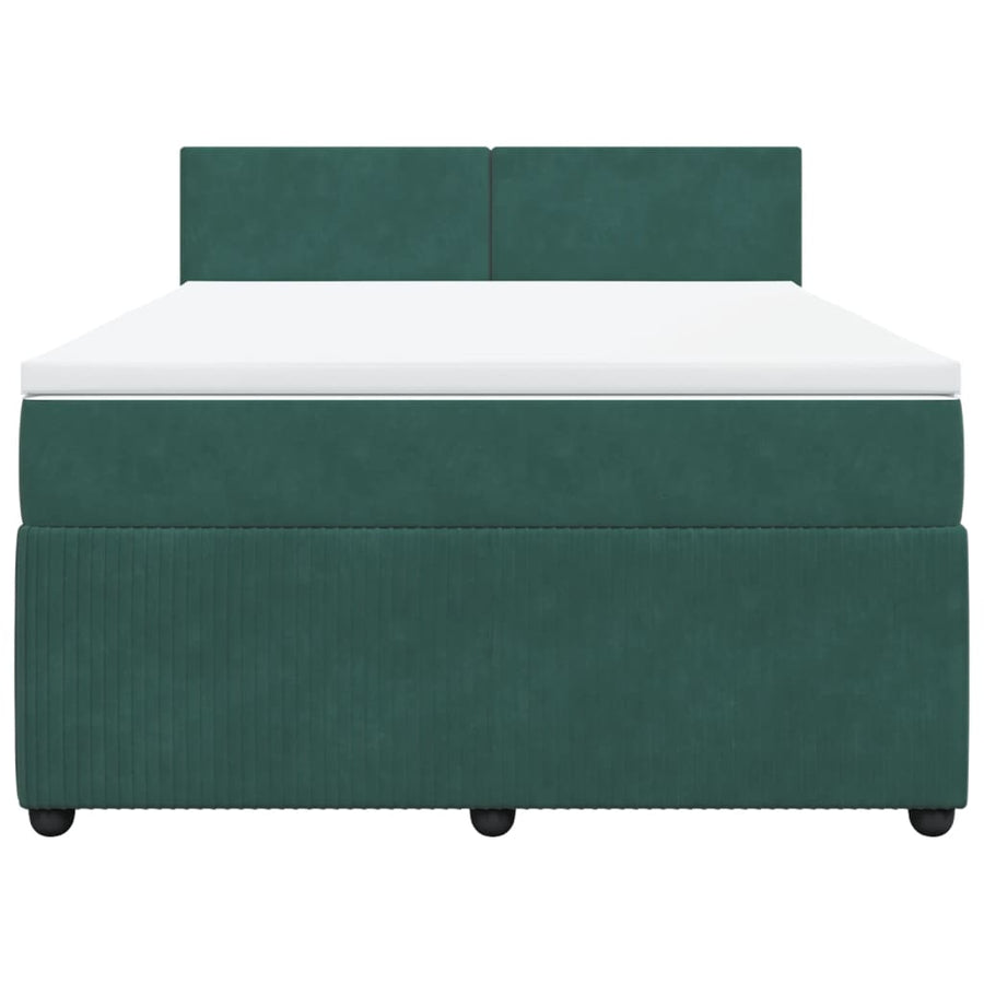 Boxspring met matras fluweel donkergroen 140x190 cm
