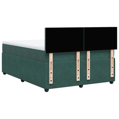 Boxspring met matras fluweel donkergroen 140x190 cm