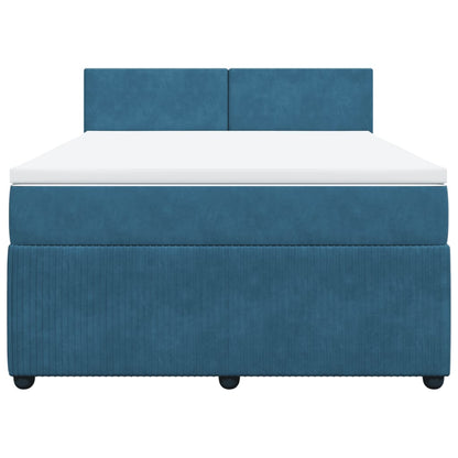 Boxspring met matras fluweel blauw 140x190 cm