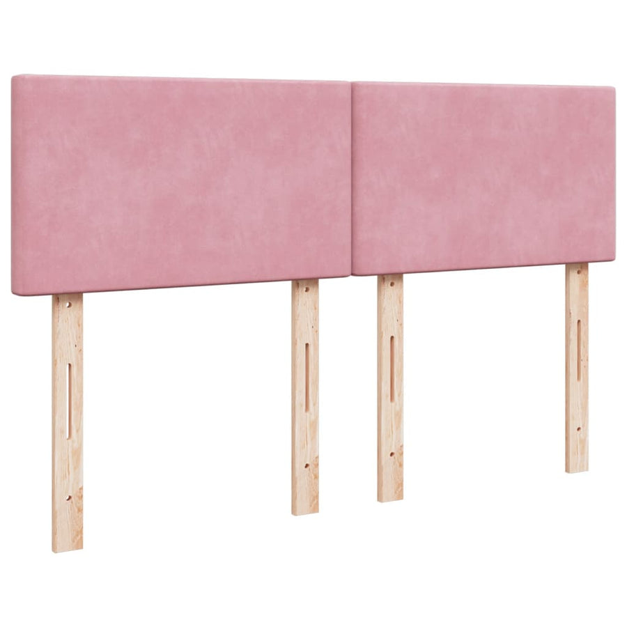 Boxspring met matras fluweel roze 140x190 cm