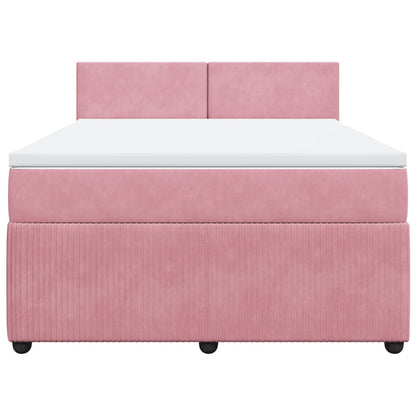 Boxspring met matras fluweel roze 140x190 cm