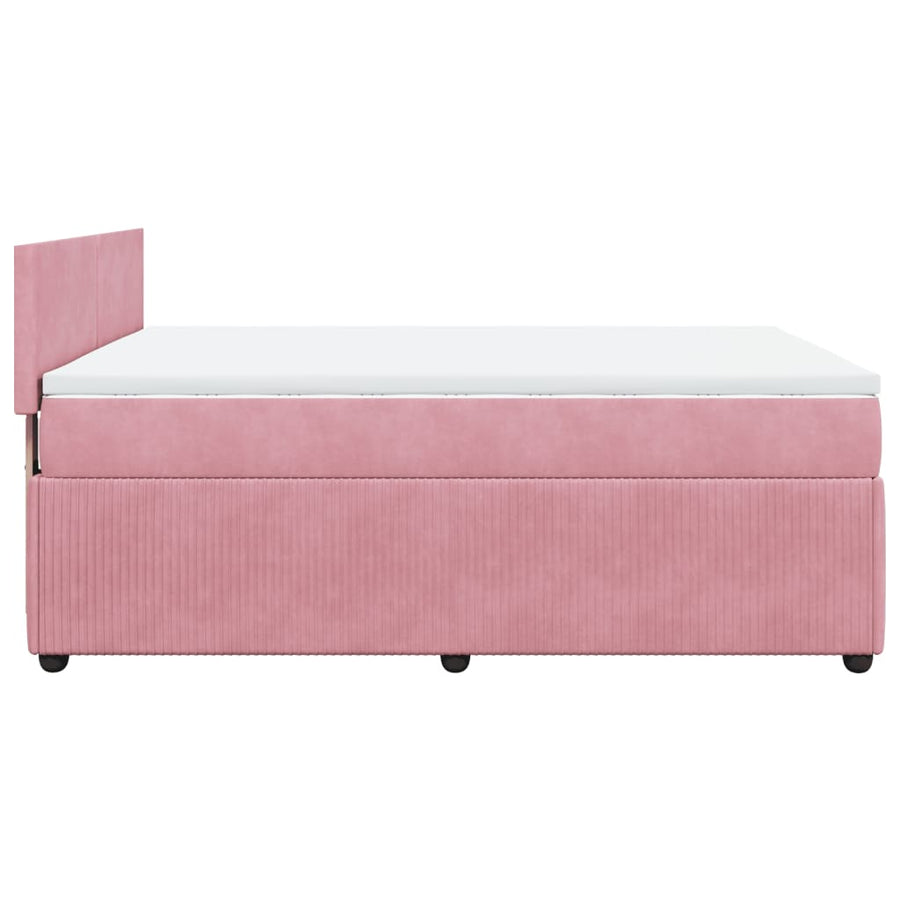 Boxspring met matras fluweel roze 140x190 cm