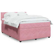 Velvet Pink Box Spring with Mattress 140x190 cm
