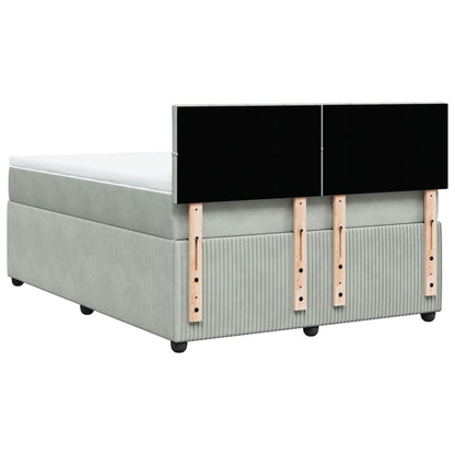 Boxspring met matras fluweel lichtgrijs 140x190 cm