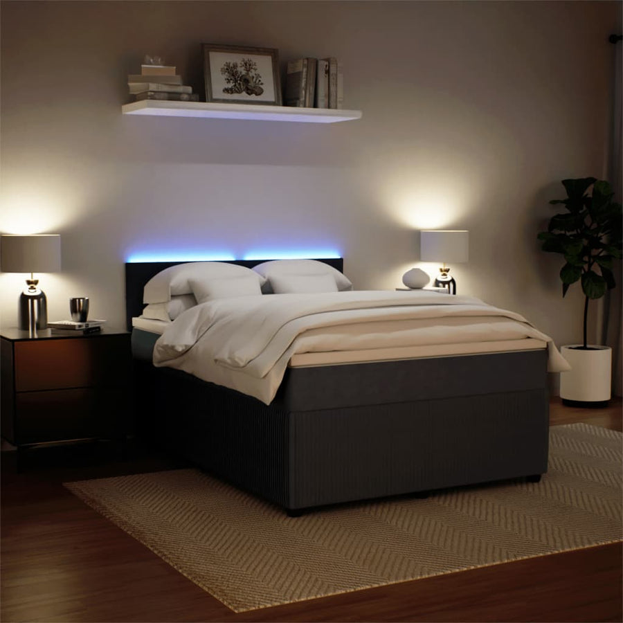 Boxspring met matras fluweel donkergrijs 140x190 cm