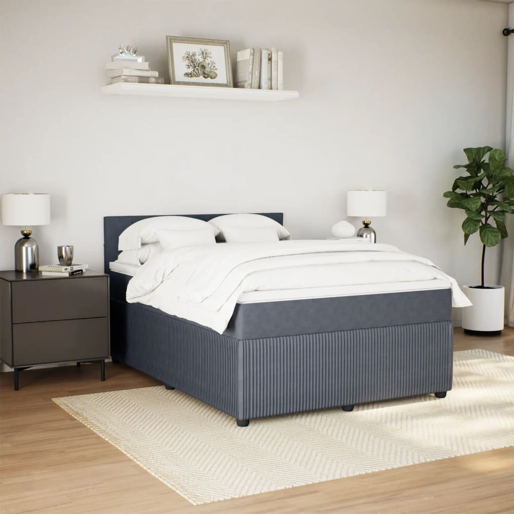 Boxspring met matras fluweel donkergrijs 140x190 cm