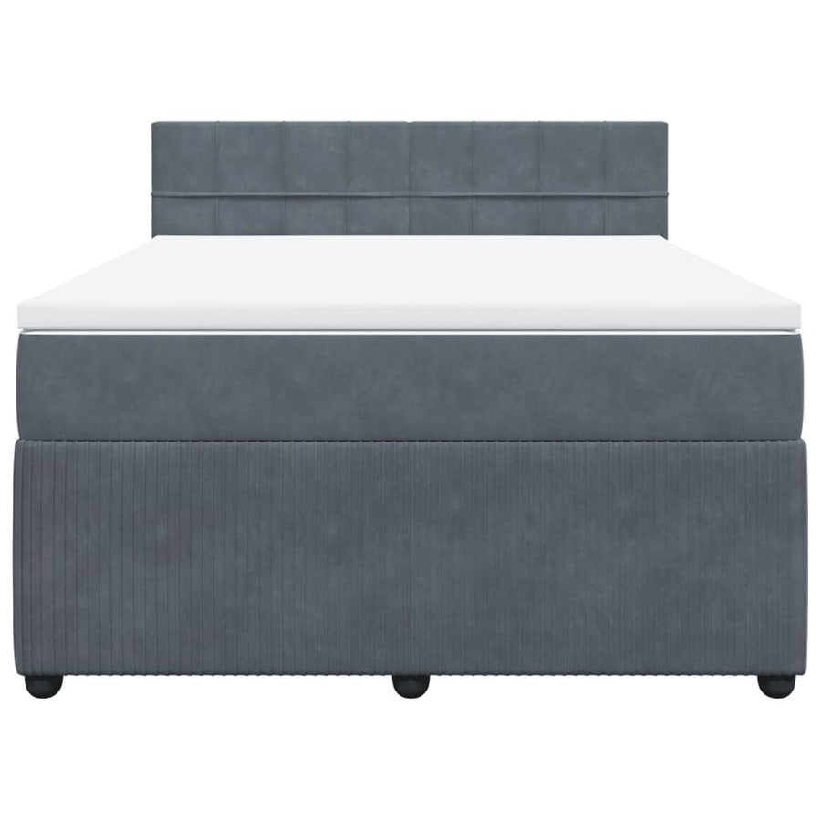 Boxspring met matras fluweel donkergrijs 140x190 cm