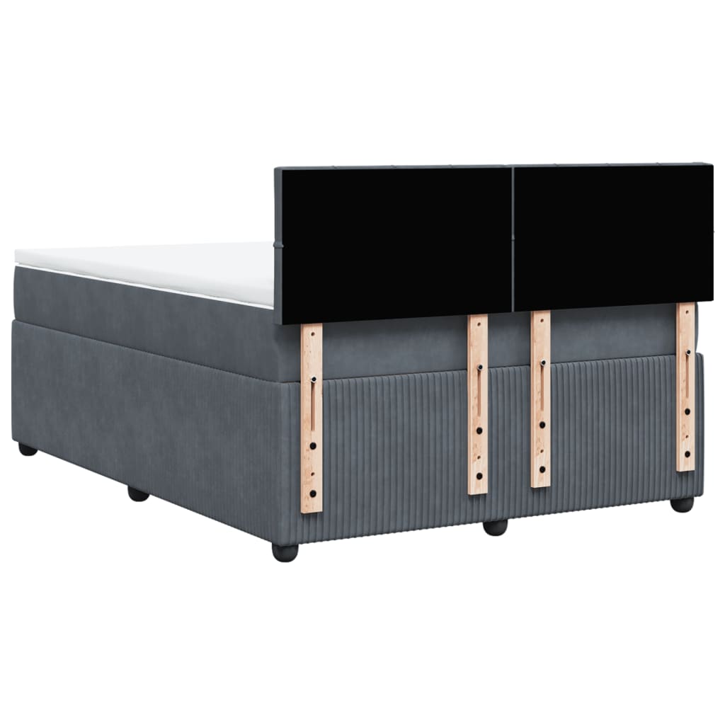 Boxspring met matras fluweel donkergrijs 140x190 cm