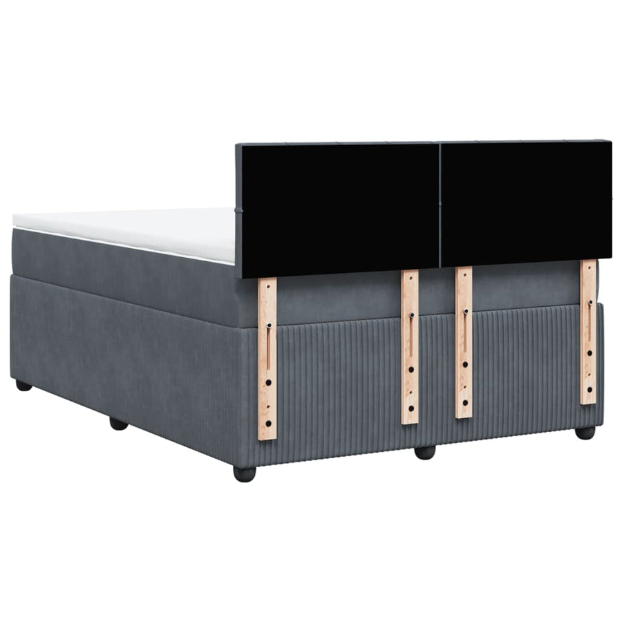 Boxspring met matras fluweel donkergrijs 140x190 cm
