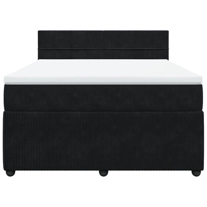 Boxspring met matras fluweel zwart 140x190 cm