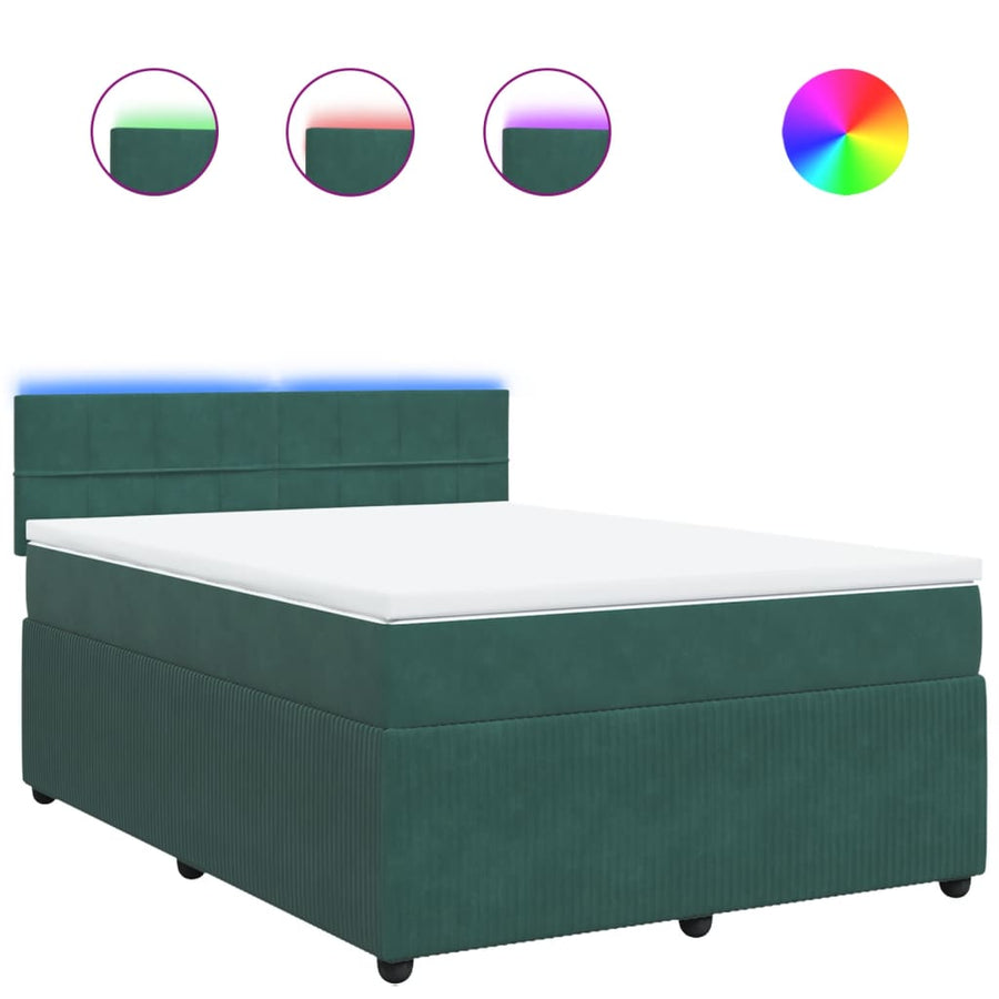 Boxspring met matras fluweel donkergroen 140x190 cm