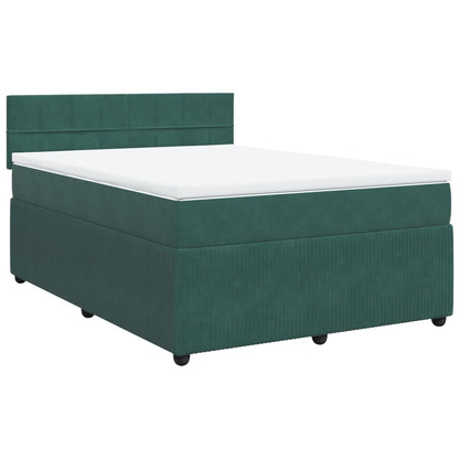 Boxspring met matras fluweel donkergroen 140x190 cm