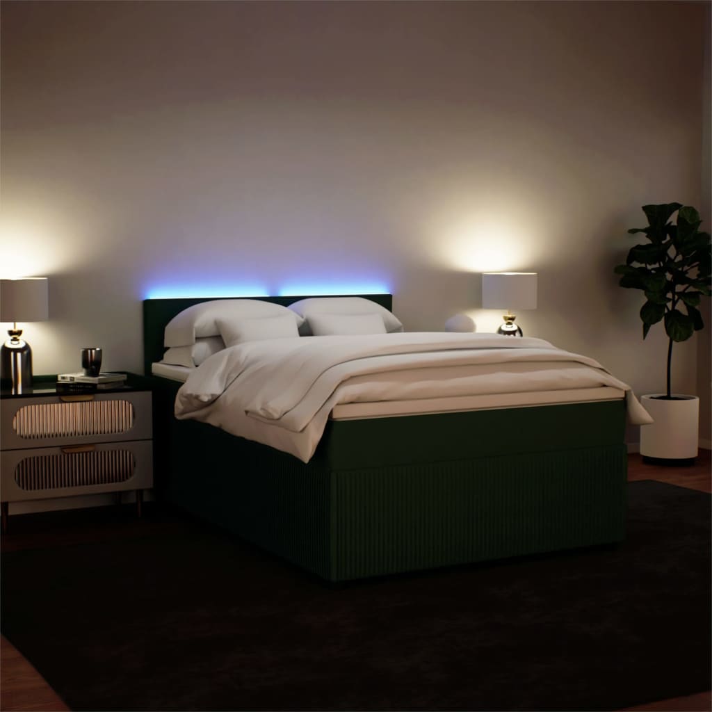 Boxspring met matras fluweel donkergroen 140x190 cm