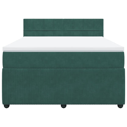 Boxspring met matras fluweel donkergroen 140x190 cm