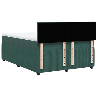 Boxspring met matras fluweel donkergroen 140x190 cm