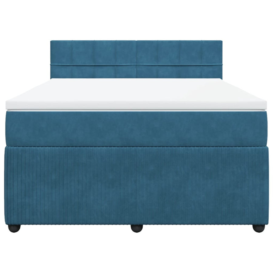 Boxspring met matras fluweel blauw 140x190 cm