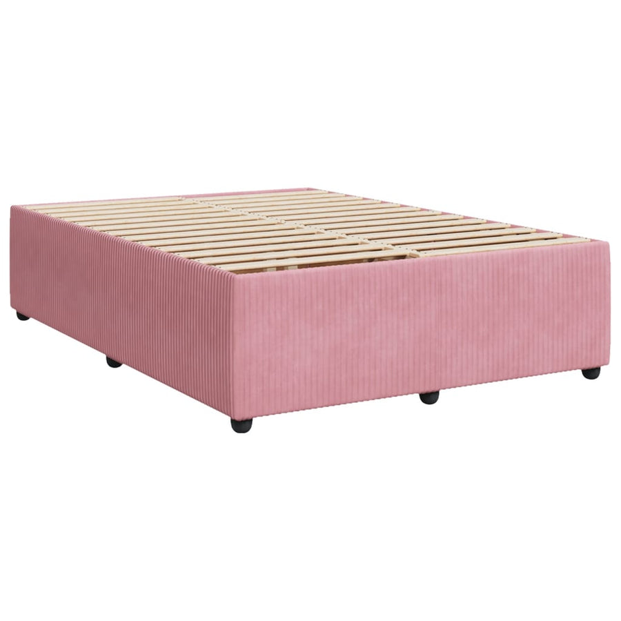 Boxspring met matras fluweel roze 140x190 cm