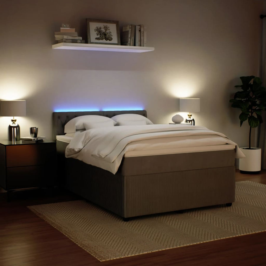 Boxspring met matras fluweel lichtgrijs 140x190 cm