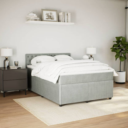 Boxspring met matras fluweel lichtgrijs 140x190 cm