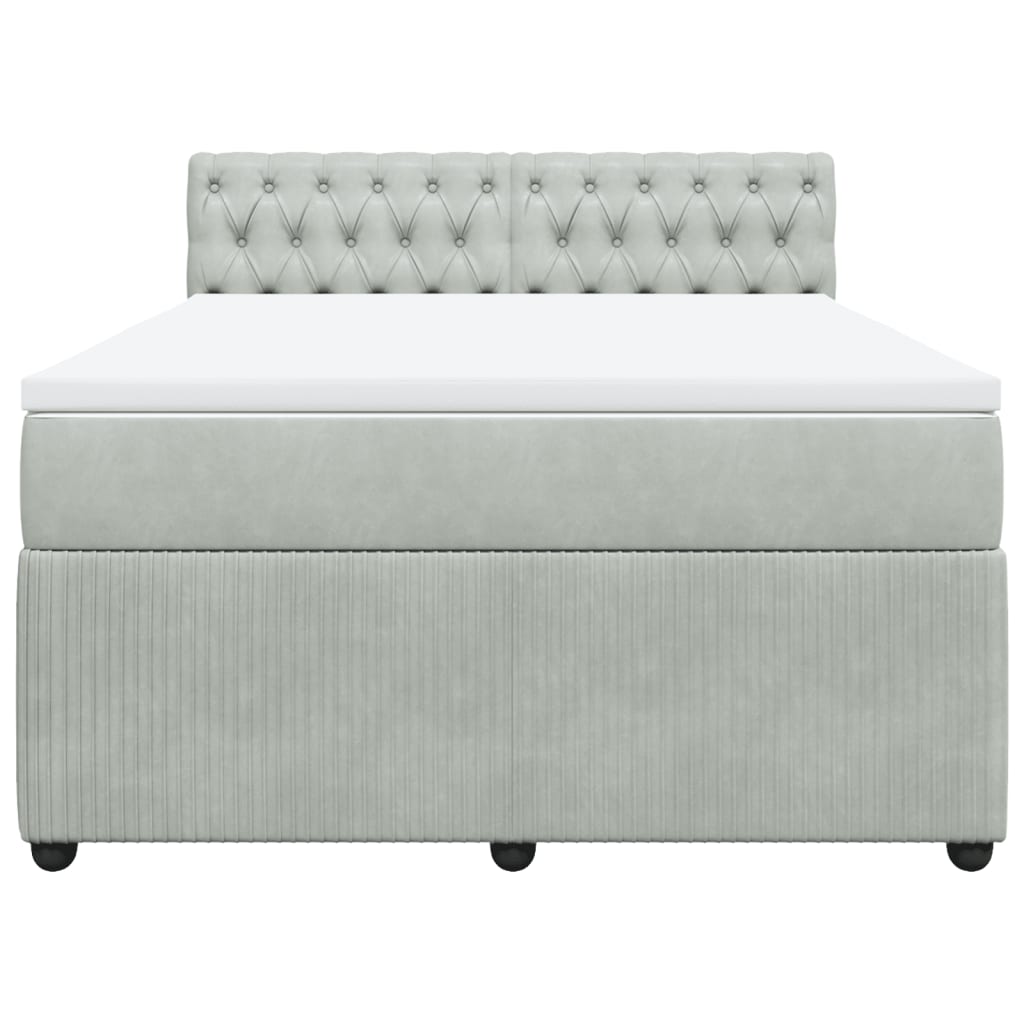 Boxspring met matras fluweel lichtgrijs 140x190 cm