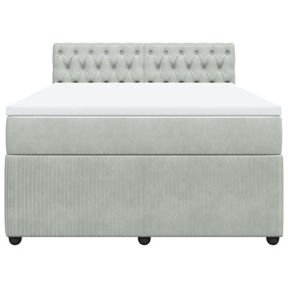 Boxspring met matras fluweel lichtgrijs 140x190 cm