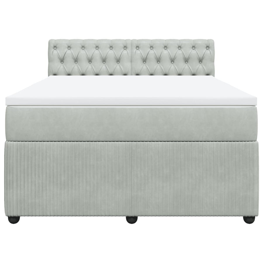 Boxspring met matras fluweel lichtgrijs 140x190 cm
