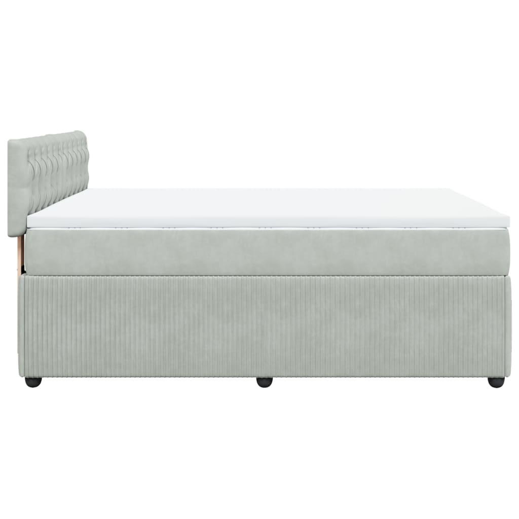 Boxspring met matras fluweel lichtgrijs 140x190 cm