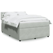 Velvet light gray box spring with mattress 140x190 cm