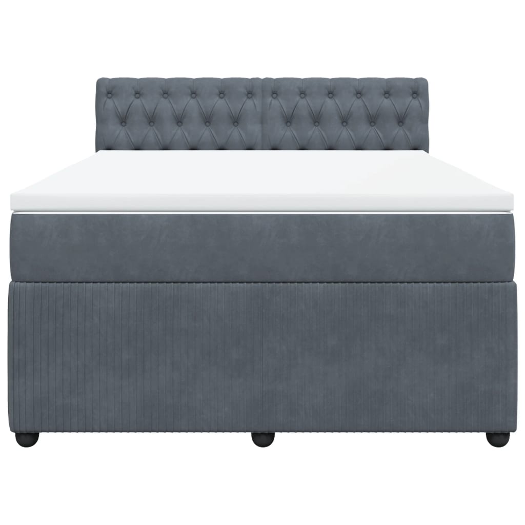 Boxspring met matras fluweel donkergrijs 140x190 cm