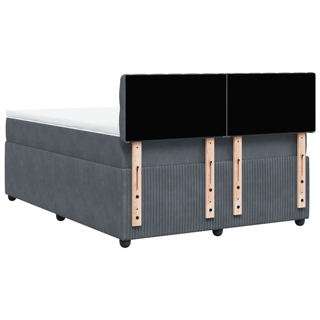 Boxspring met matras fluweel donkergrijs 140x190 cm