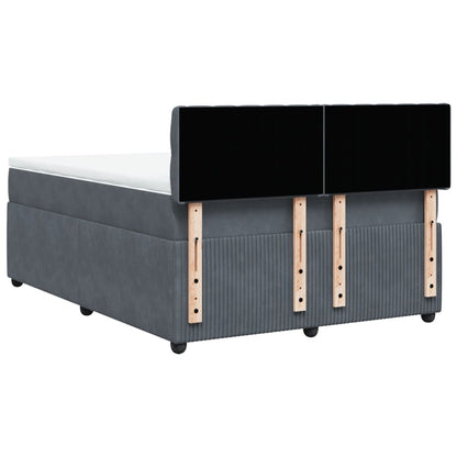 Boxspring met matras fluweel donkergrijs 140x190 cm