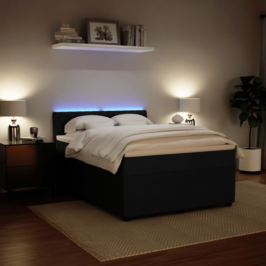 Boxspring met matras fluweel zwart 140x190 cm