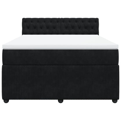 Boxspring met matras fluweel zwart 140x190 cm