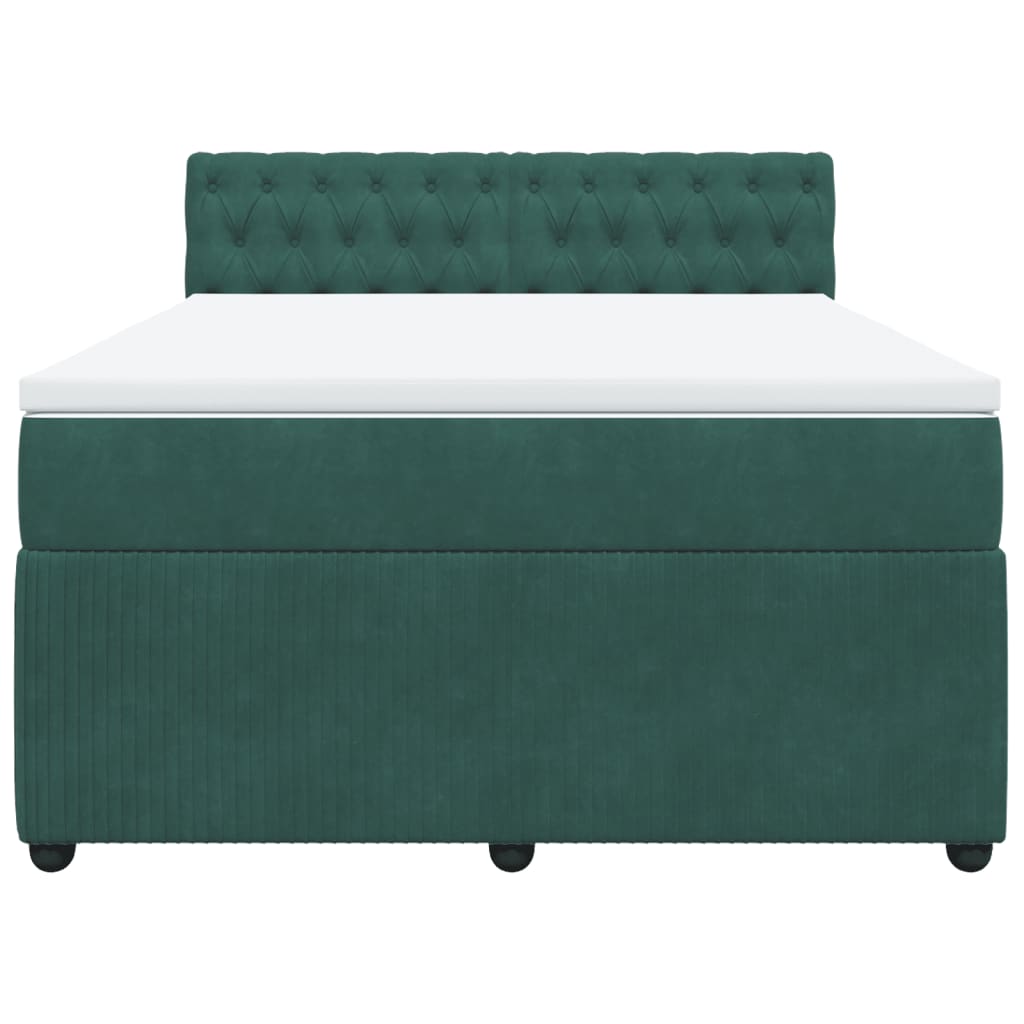 Boxspring met matras fluweel donkergroen 140x190 cm