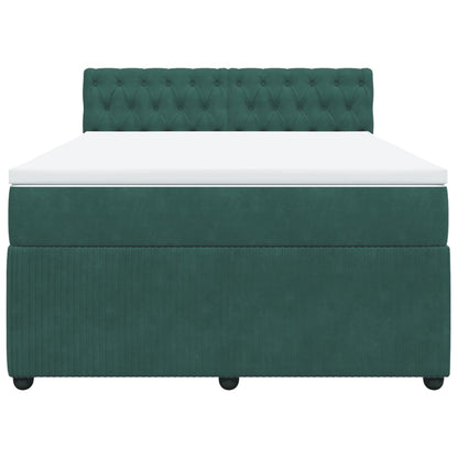 Boxspring met matras fluweel donkergroen 140x190 cm