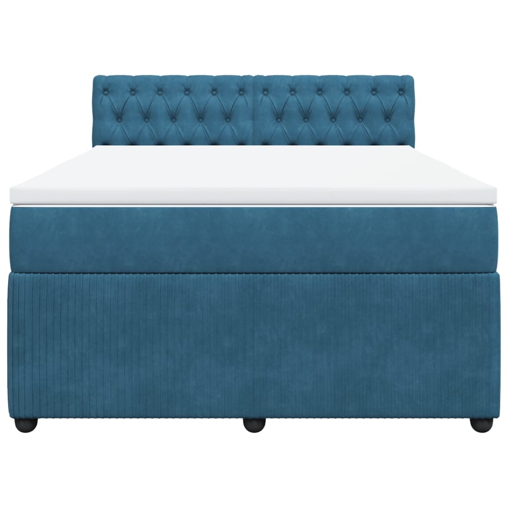 Boxspring met matras fluweel blauw 140x190 cm