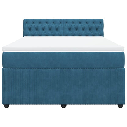 Boxspring met matras fluweel blauw 140x190 cm