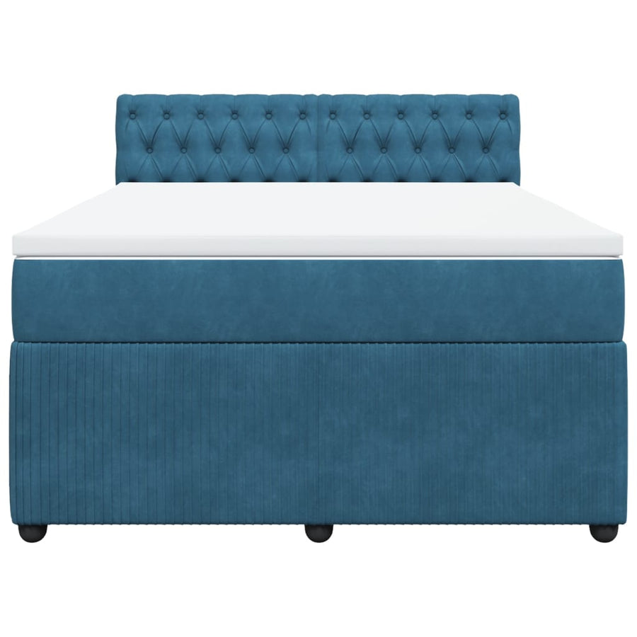 Boxspring met matras fluweel blauw 140x190 cm