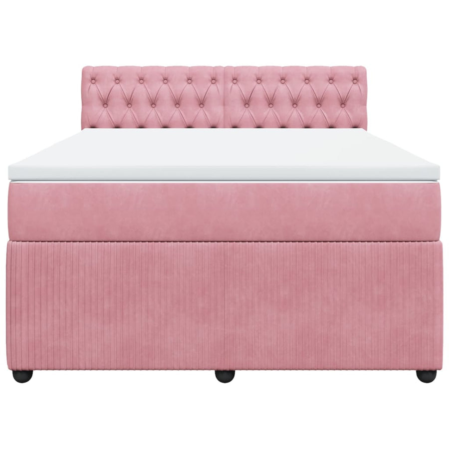 Boxspring met matras fluweel roze 140x190 cm