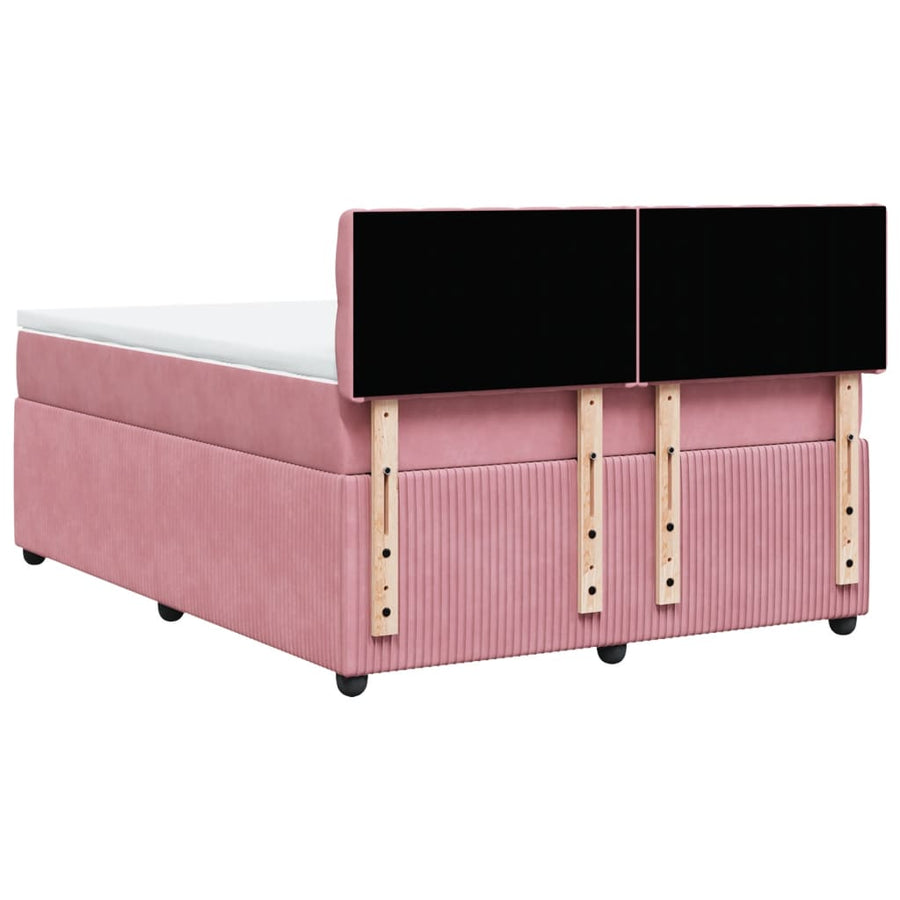Boxspring met matras fluweel roze 140x190 cm