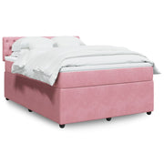 Velvet Pink Box Spring with Mattress 140x190 cm