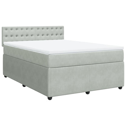 Boxspring met matras fluweel lichtgrijs 140x190 cm