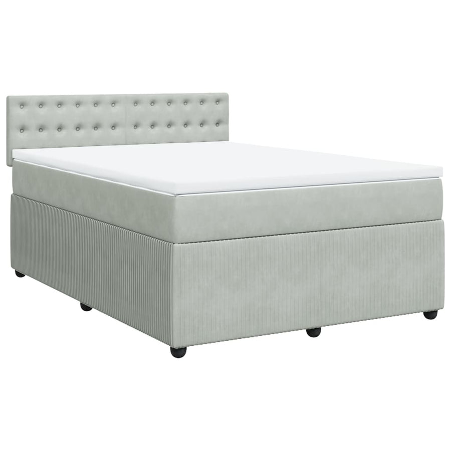 Boxspring met matras fluweel lichtgrijs 140x190 cm