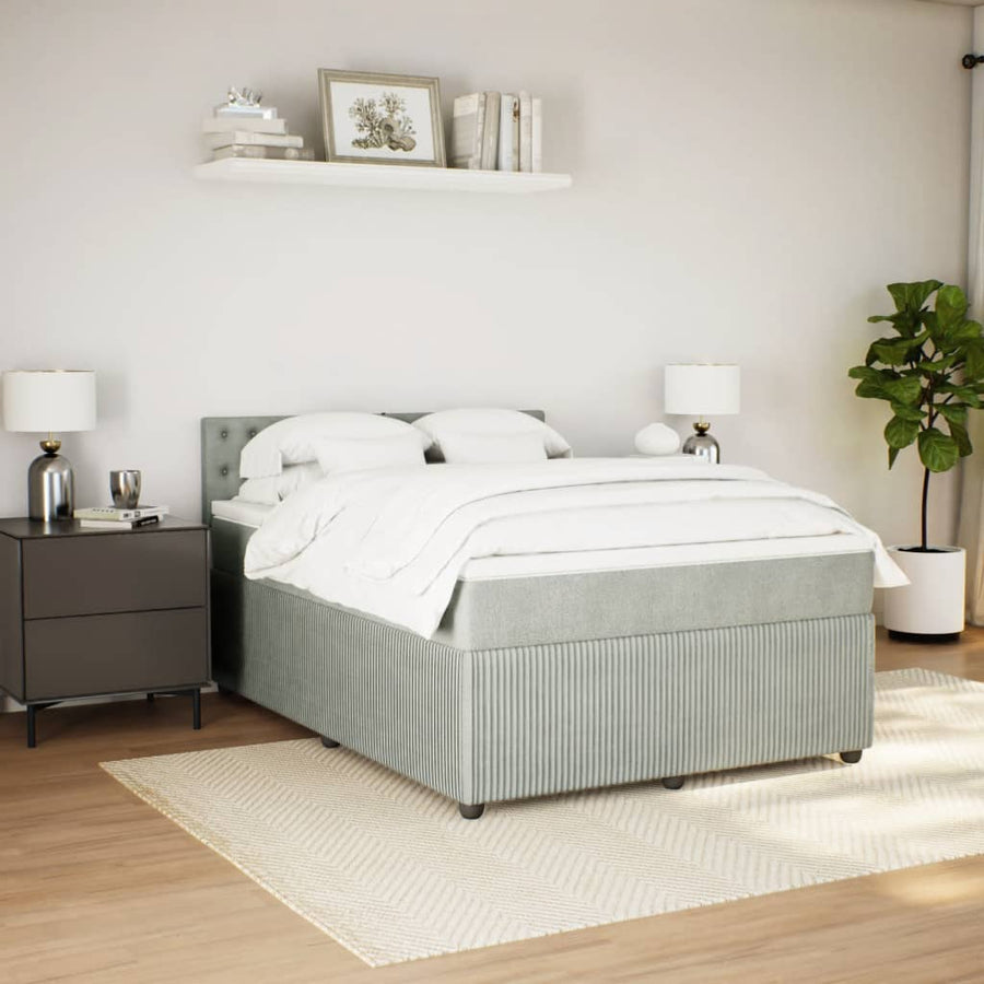 Boxspring met matras fluweel lichtgrijs 140x190 cm