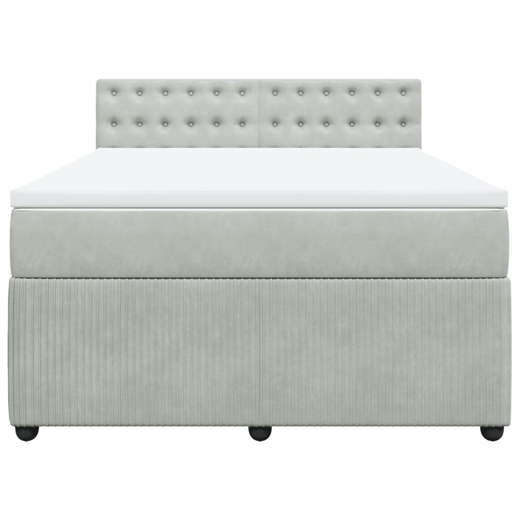 Boxspring met matras fluweel lichtgrijs 140x190 cm