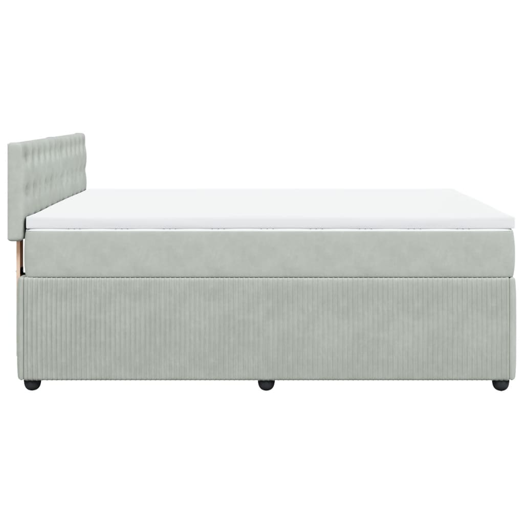 Boxspring met matras fluweel lichtgrijs 140x190 cm
