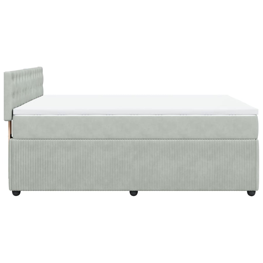 Boxspring met matras fluweel lichtgrijs 140x190 cm