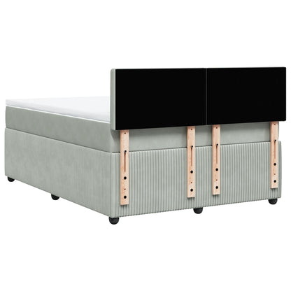 Boxspring met matras fluweel lichtgrijs 140x190 cm
