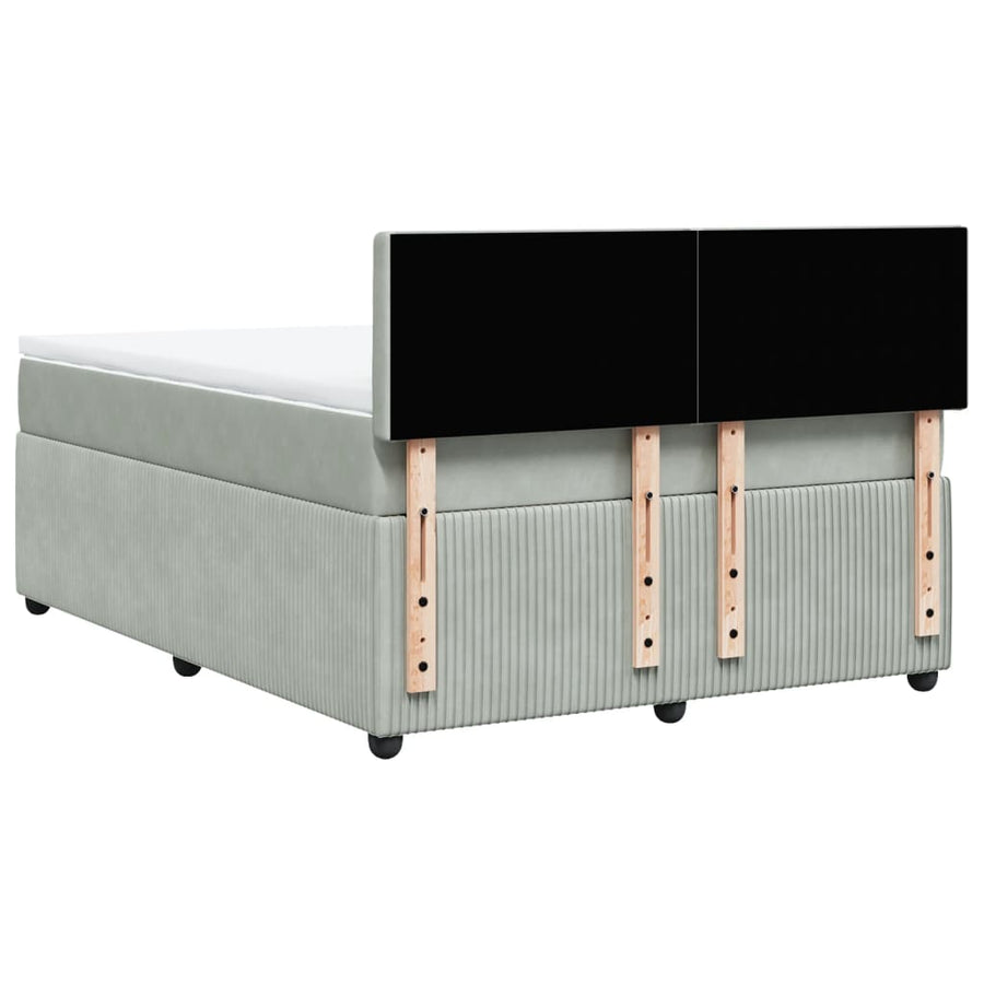Boxspring met matras fluweel lichtgrijs 140x190 cm