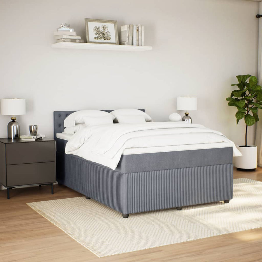 Boxspring met matras fluweel donkergrijs 140x190 cm